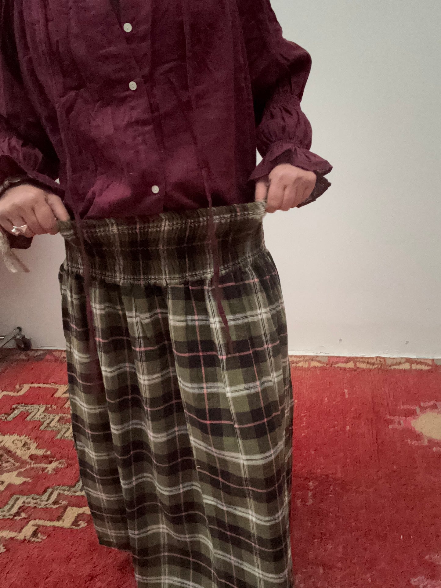 Set van 2 Blockprint maxi skirt green pink