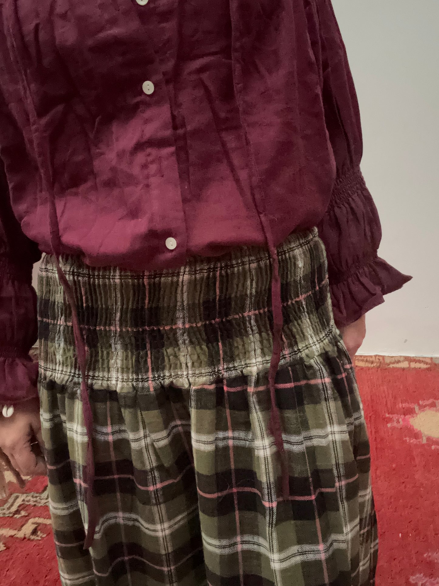 Set van 2 Blockprint maxi skirt green pink