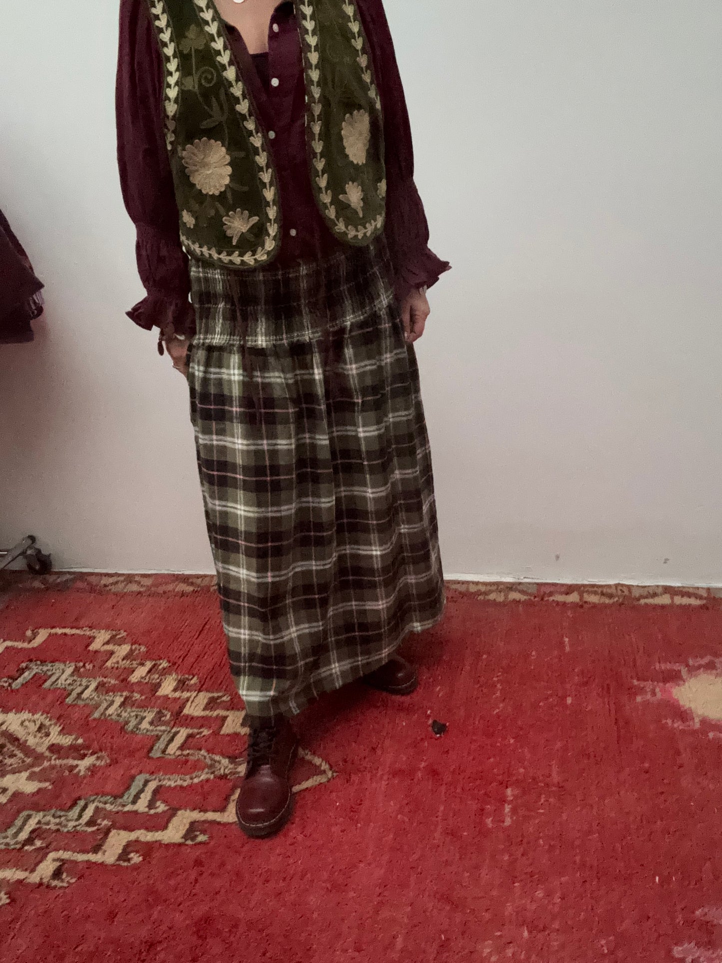 Set van 2 Blockprint maxi skirt green pink