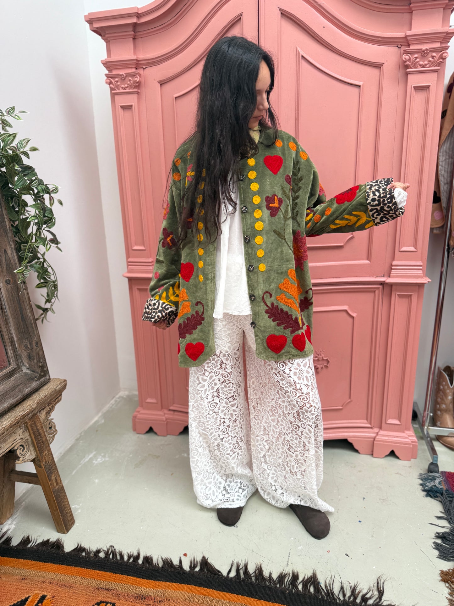 Velvet Jacket LOVE green