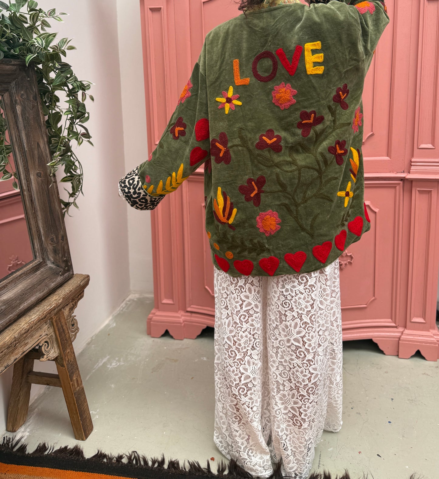 Velvet Jacket LOVE green