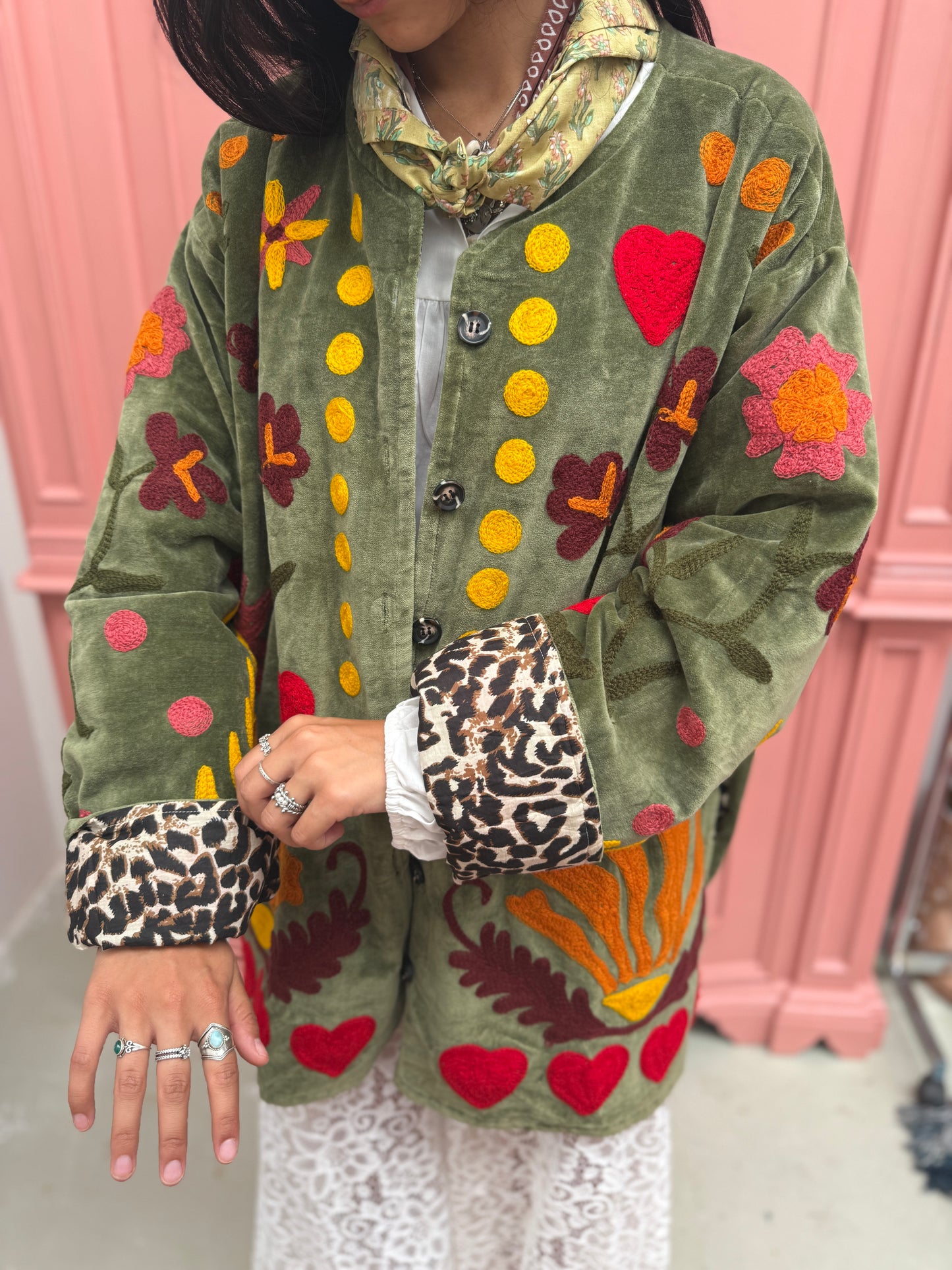 Velvet Jacket LOVE green