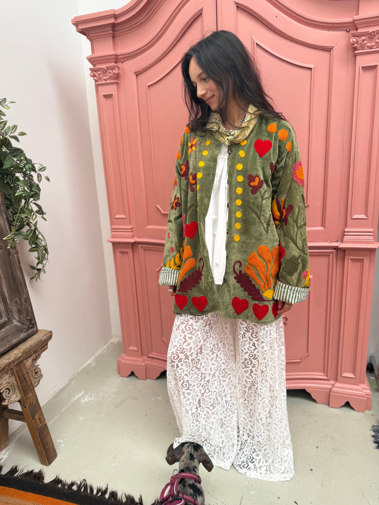 Velvet Jacket LOVE green