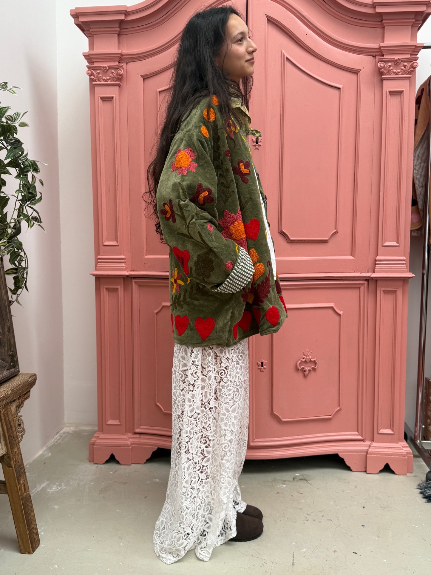 Velvet Jacket LOVE green