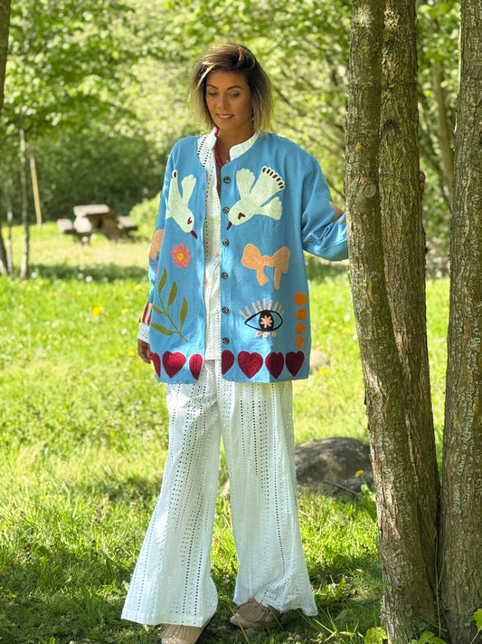 TOUT - Birds Jacket Cotton Blue