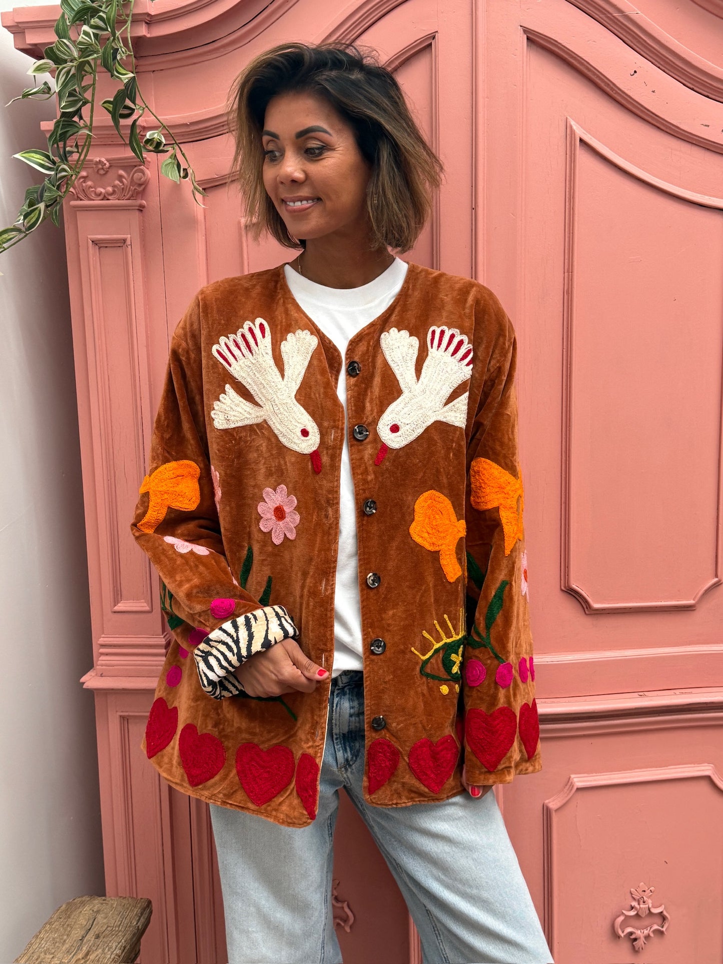 TOUT - Birds Jacket Velvet Roest