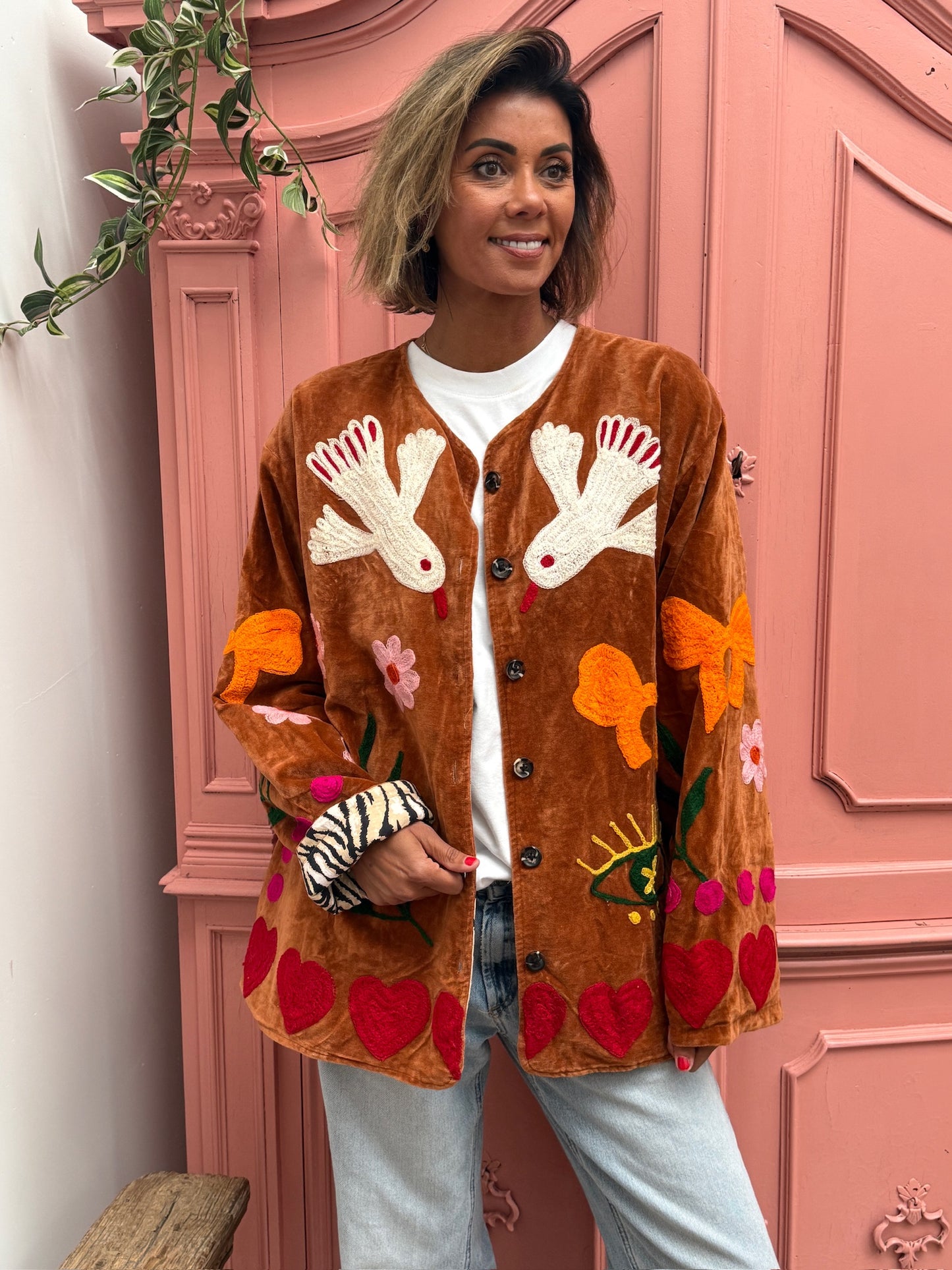 TOUT - Birds Jacket Velvet Roest