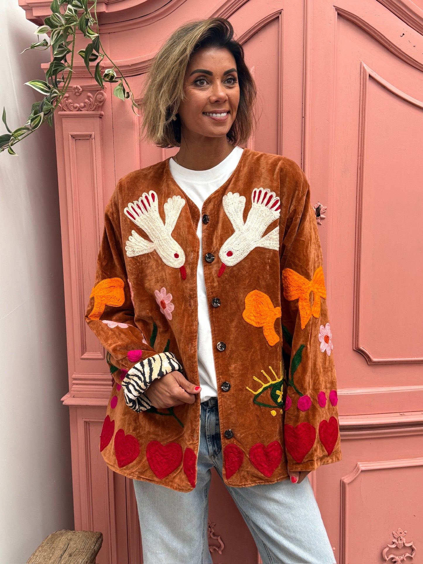 TOUT - Birds Jacket Velvet Roest