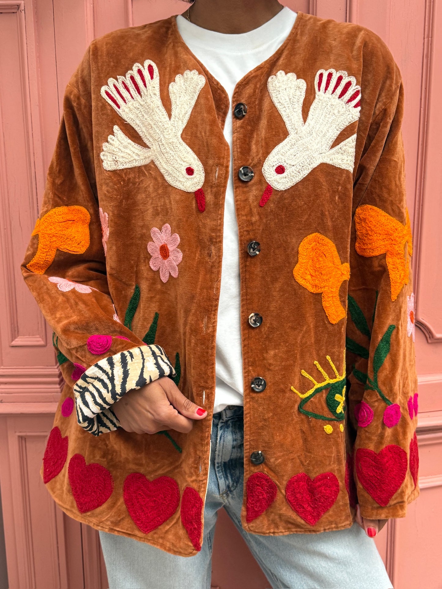 TOUT - Birds Jacket Velvet Roest