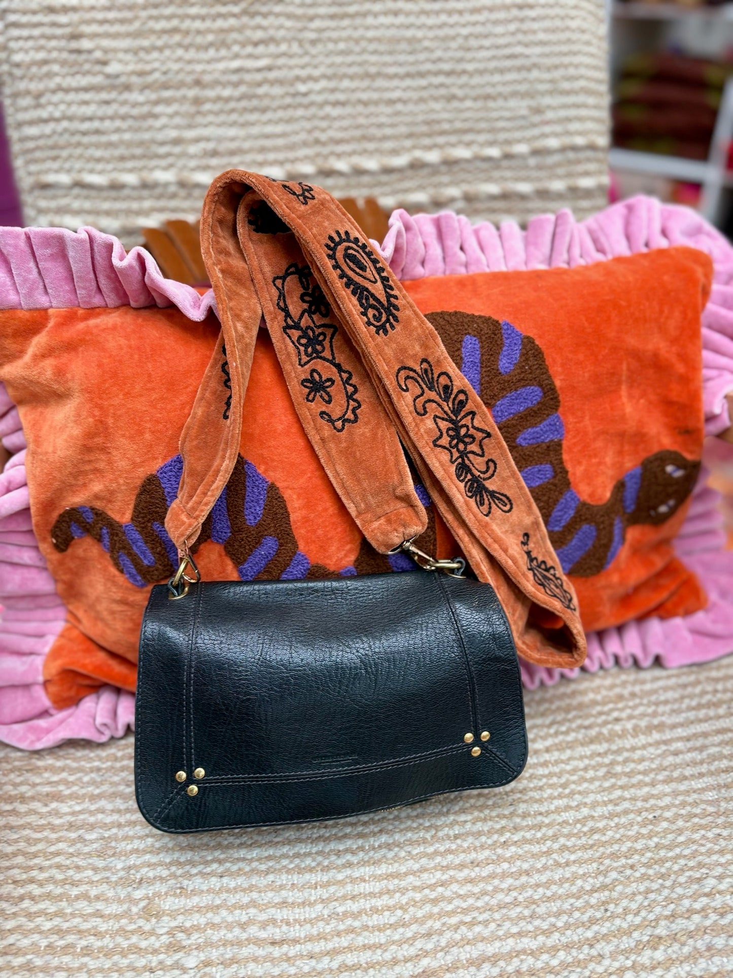 Velvet telefoon/tassenkoord brown