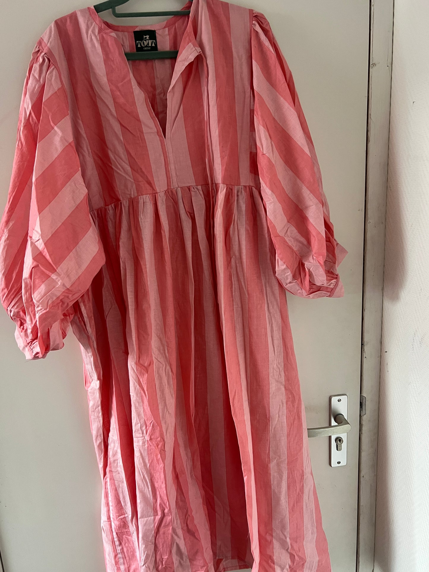 Lange jurk maxi stripe pink-red