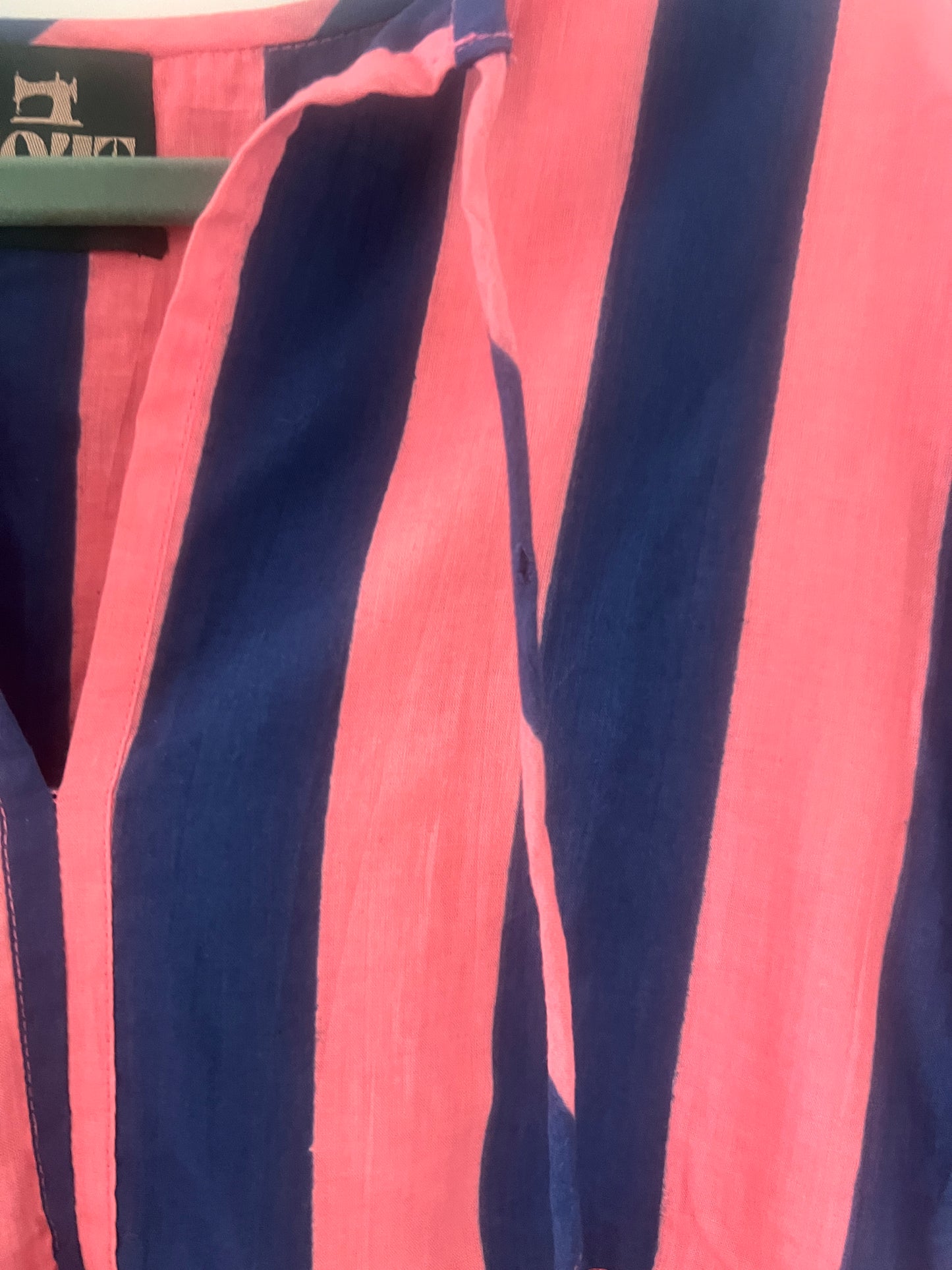 Lange jurk maxi stripe pink-red