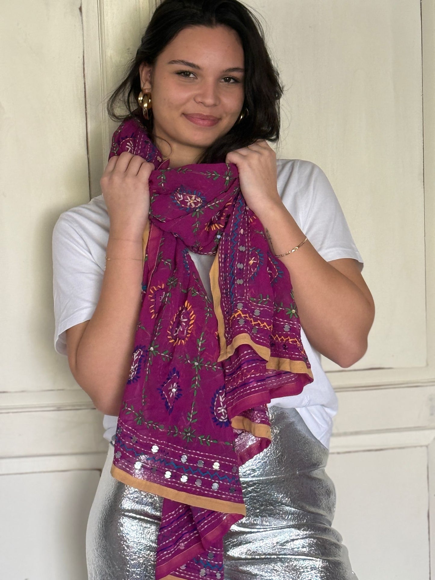 Phulkari sjaal Paars