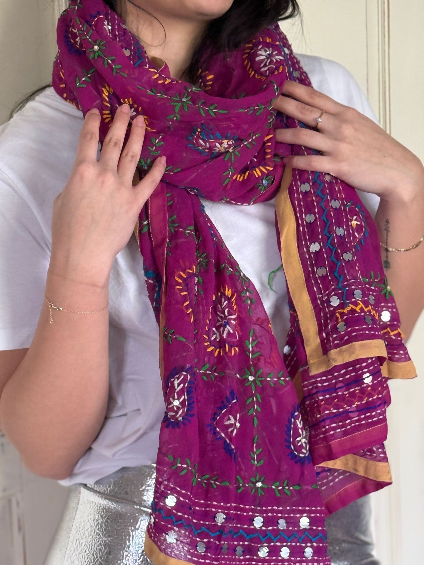 Phulkari sjaal Paars