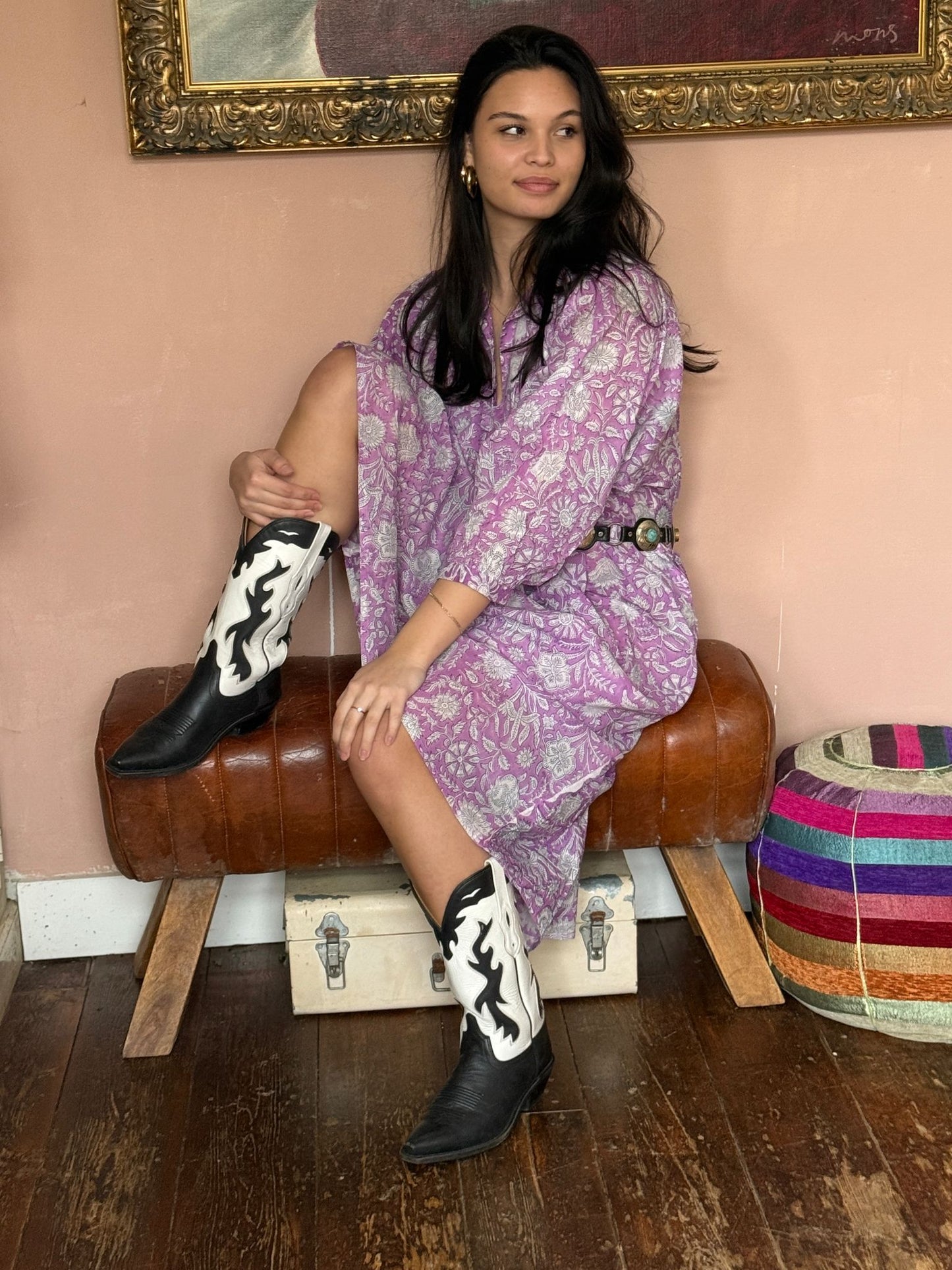 Blockprints jurk pink