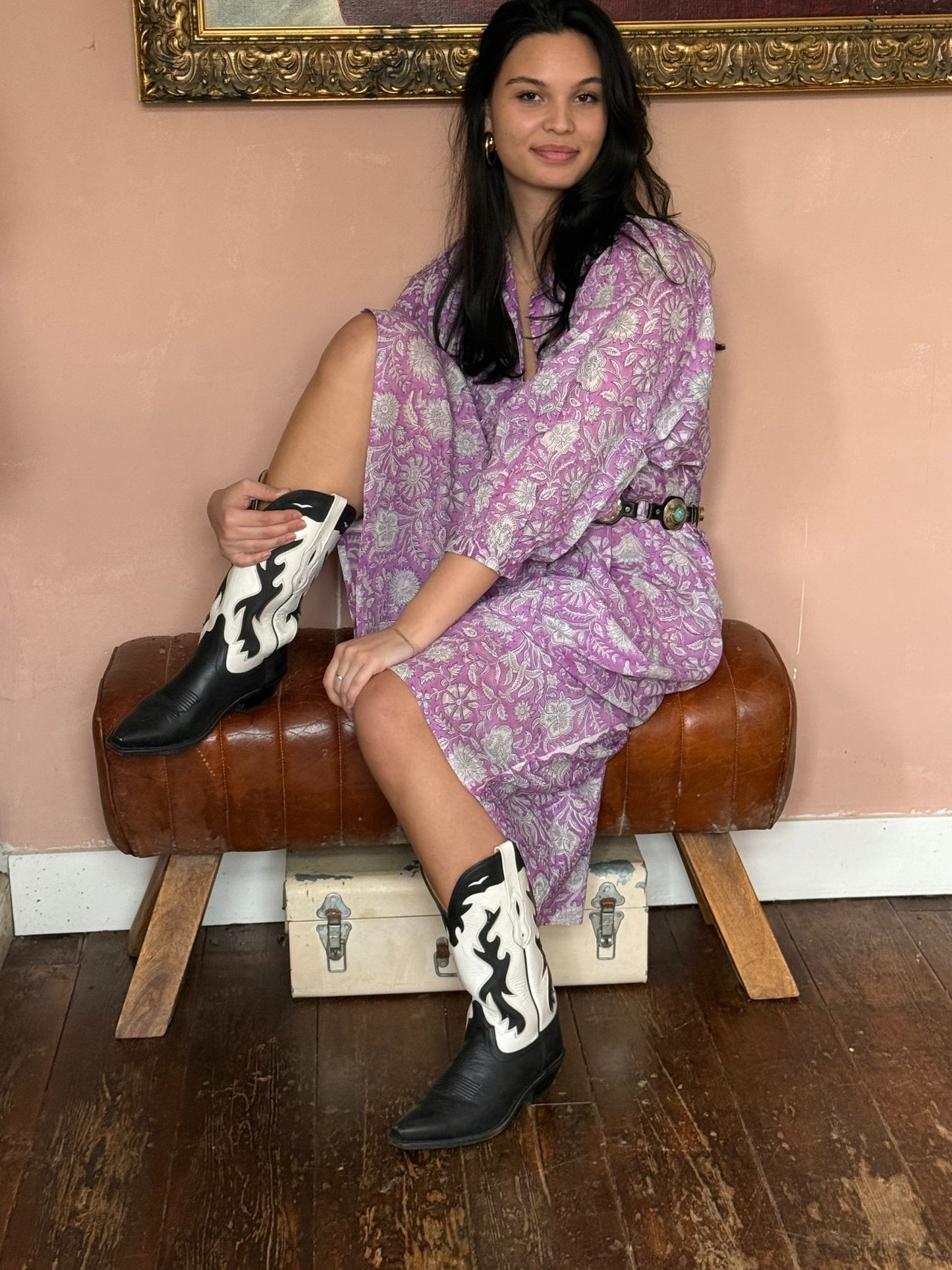 Blockprints jurk pink