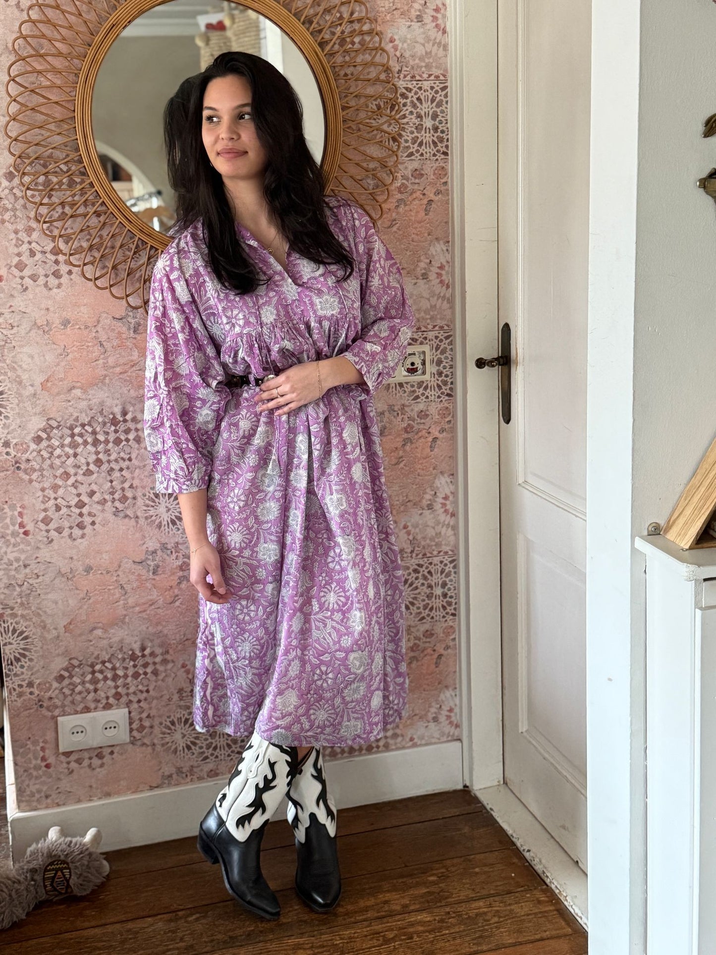 Blockprints jurk pink