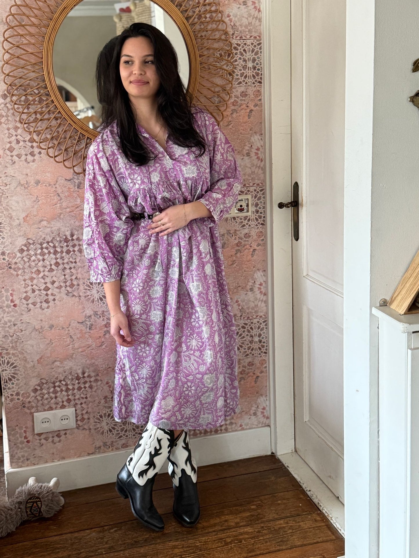 Blockprints jurk pink