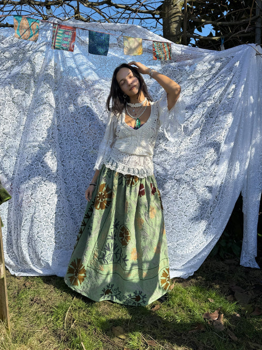 Suzani maxi rok groen