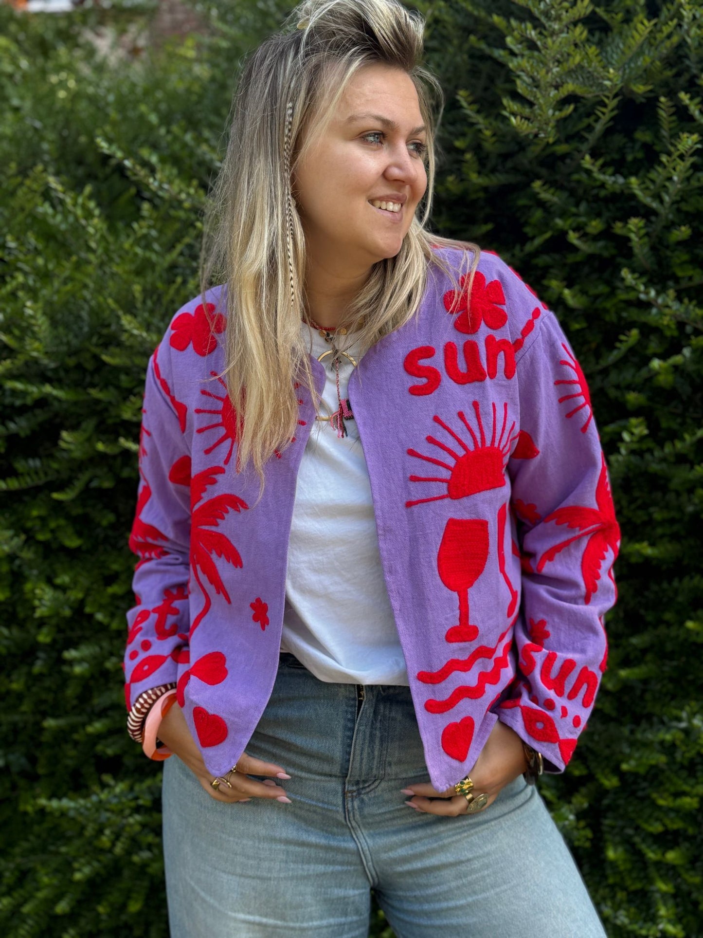 Cotton embroidery jacket CINCIN paars