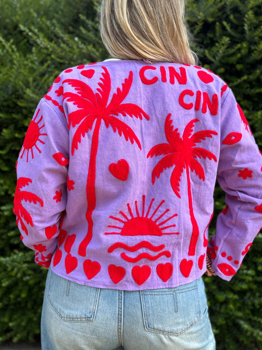 Cotton embroidery jacket CINCIN paars