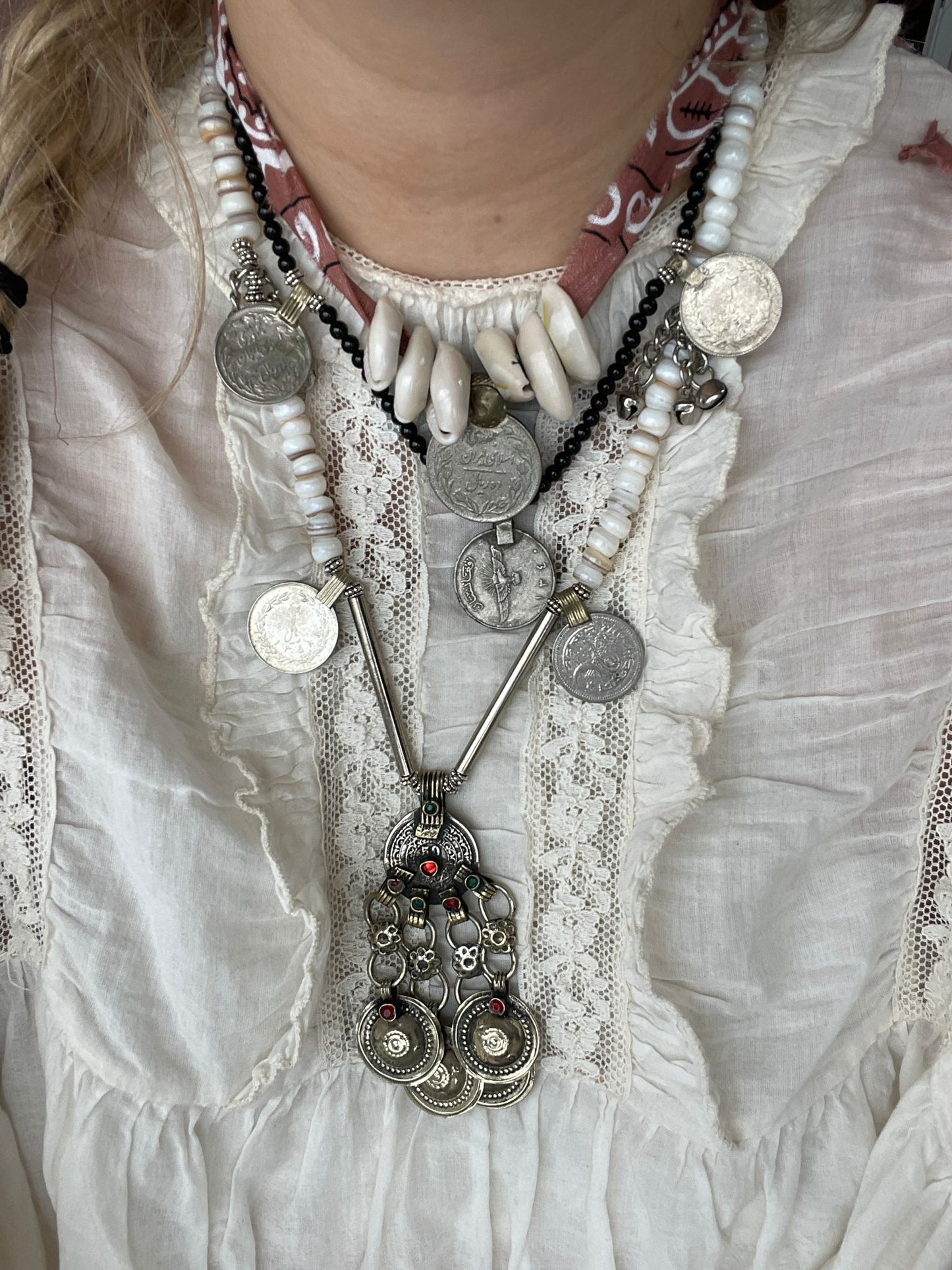 Muntenketting met vintage hanger Debbie