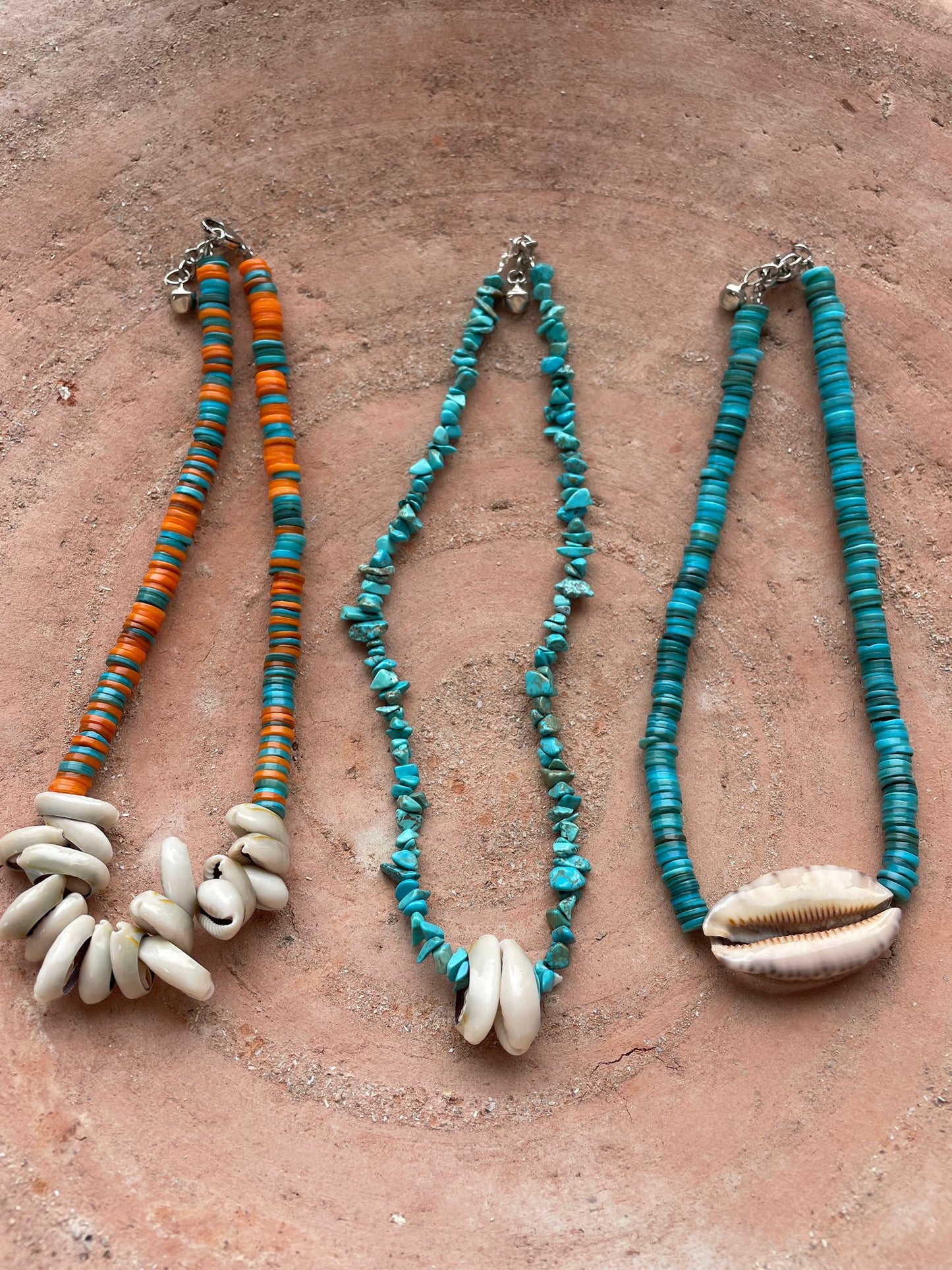 Turquoise ketting grote schelp Demi