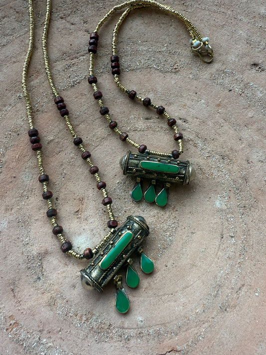 Ketting met Vintage Prayerbox uit India groen