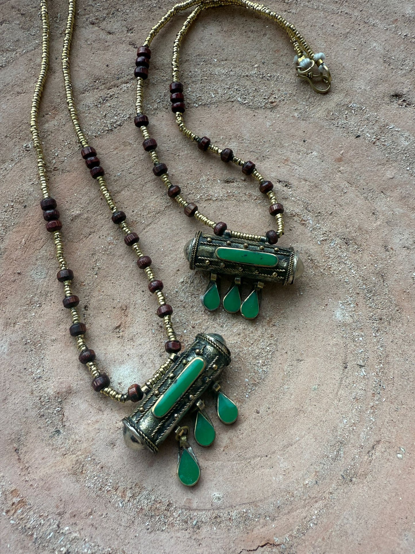 Ketting met Vintage Prayerbox uit India groen
