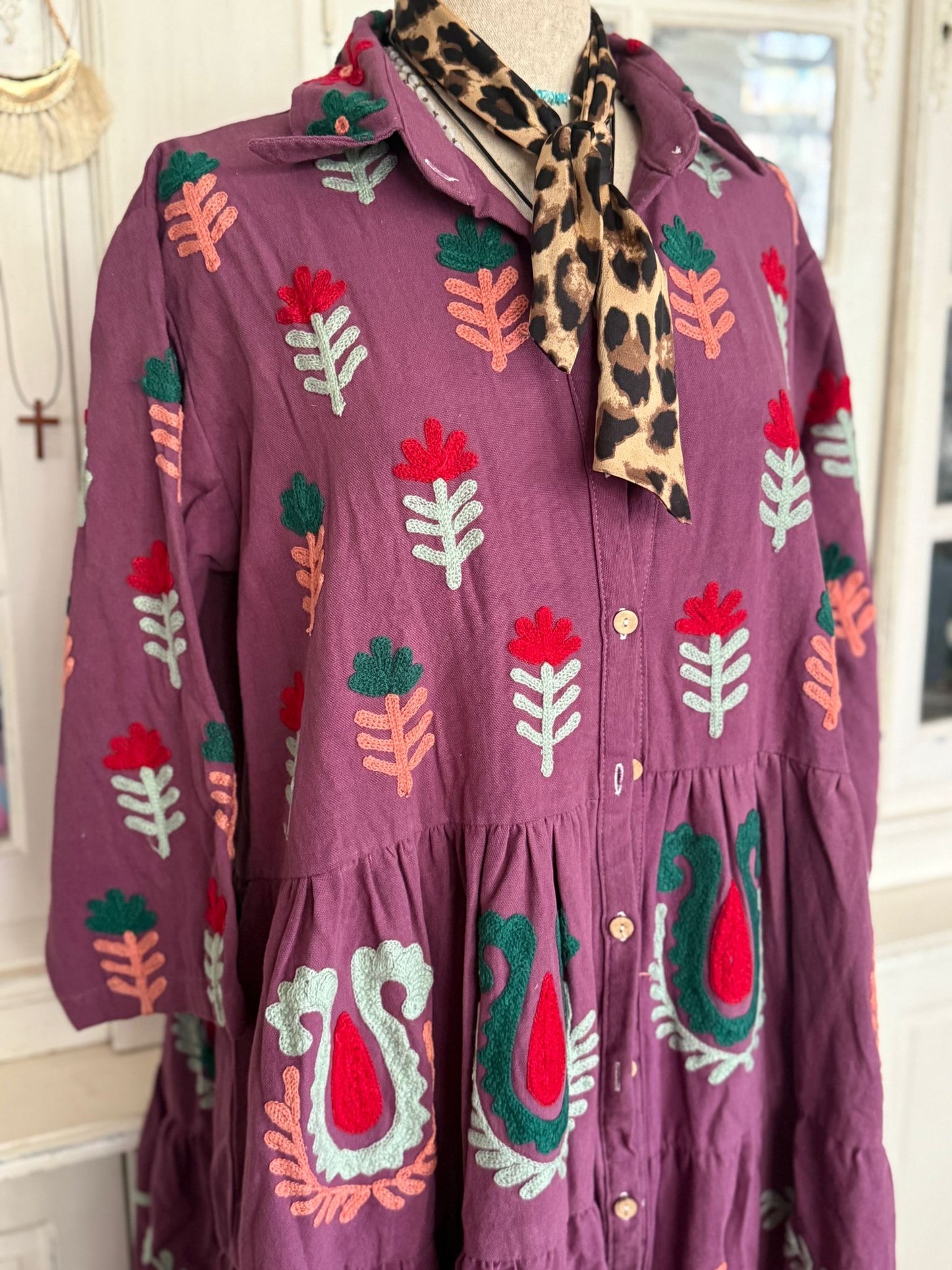 Embroidery jurk Purple