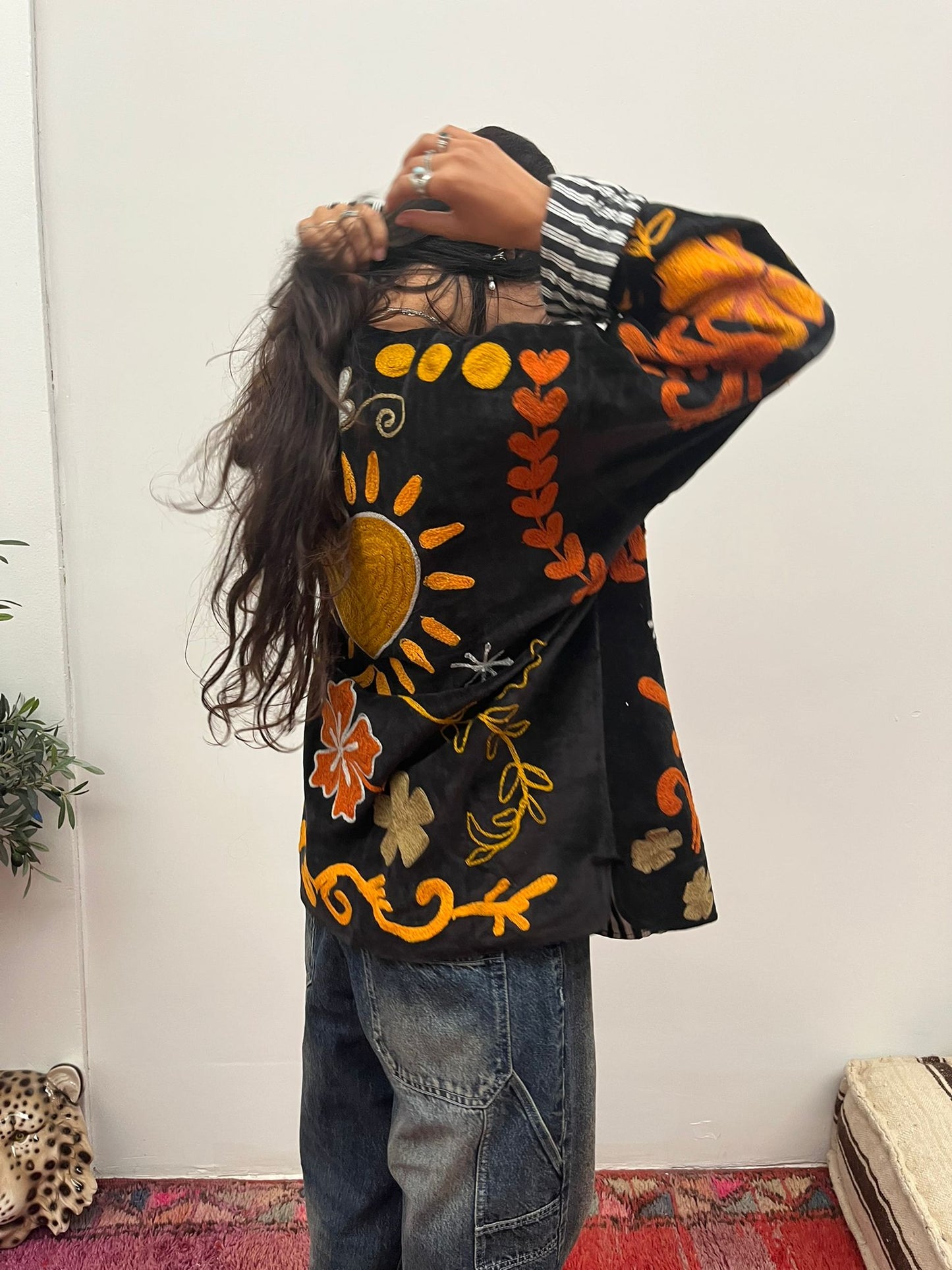 Velvet Jacket heart black orange yellow