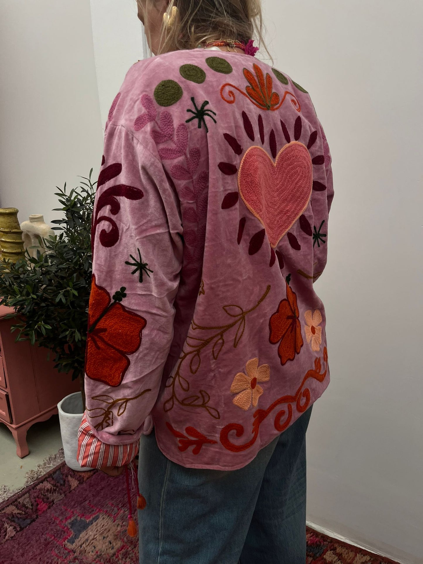 Velvet Jacket heart pink