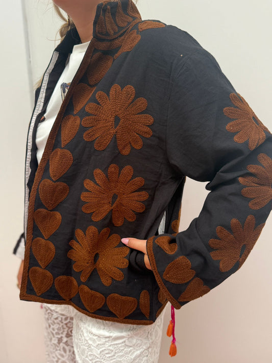 Cotton Jacket heart black brown