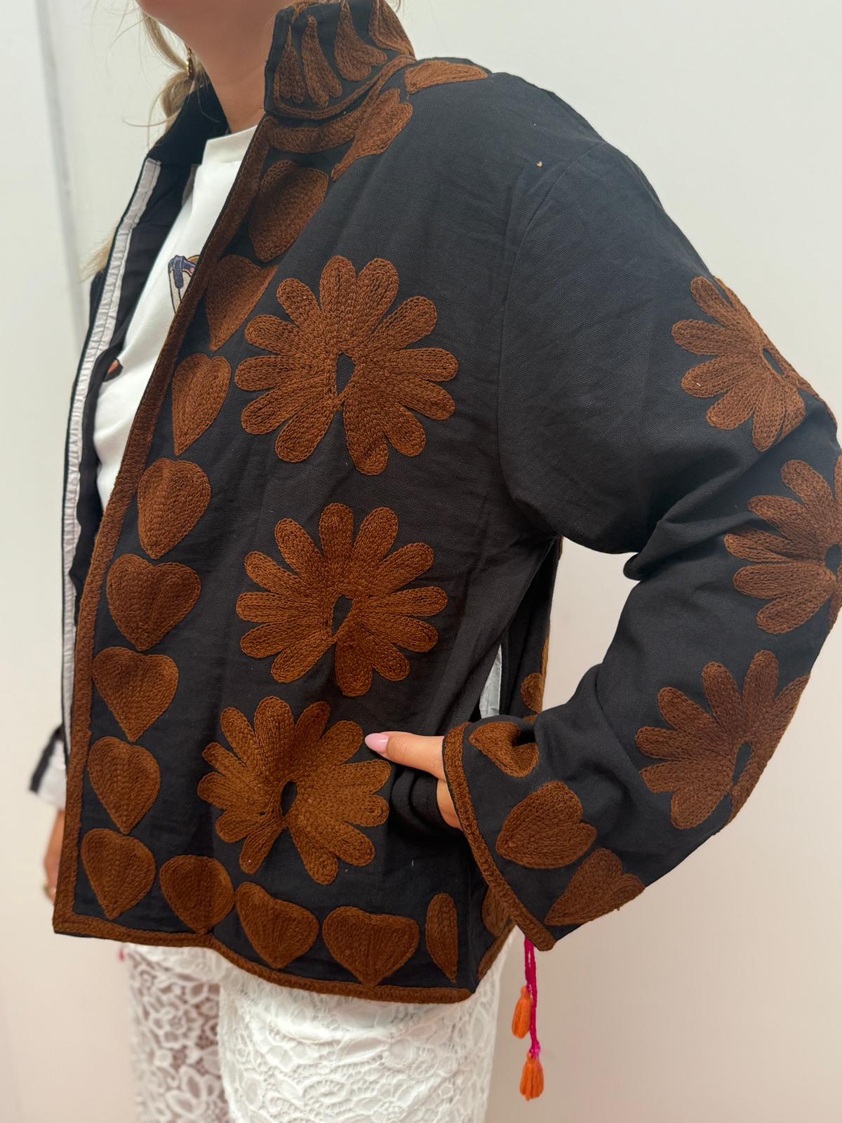 Cotton Jacket heart black brown