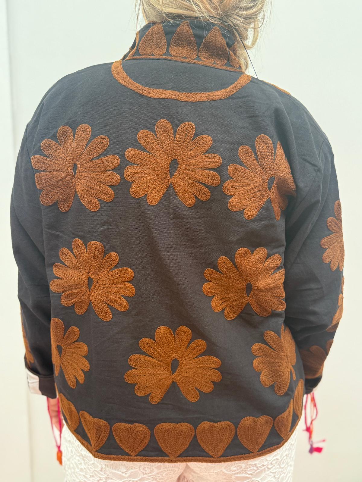 Cotton Jacket heart black brown