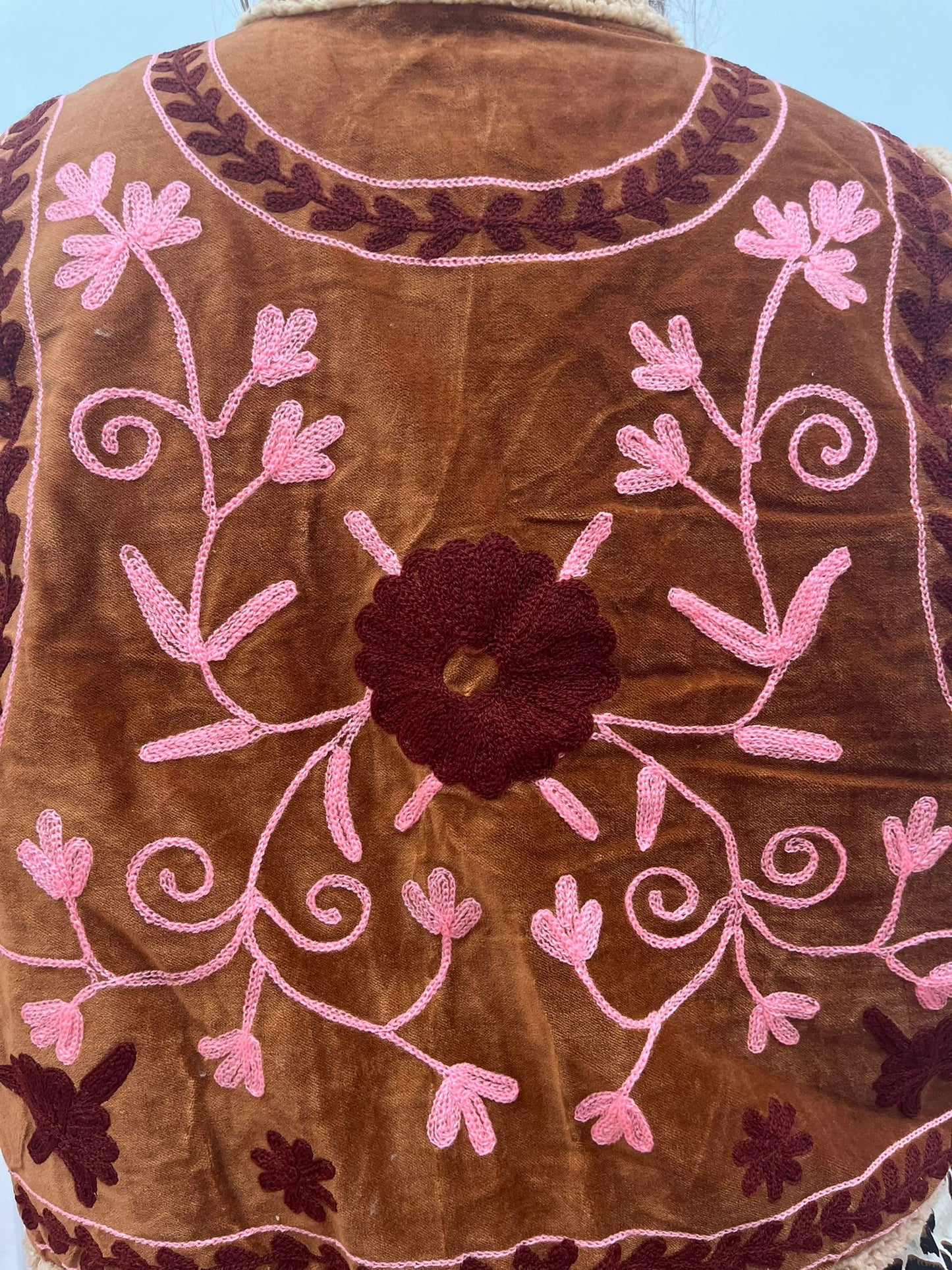 Velvet gilet teddy pink