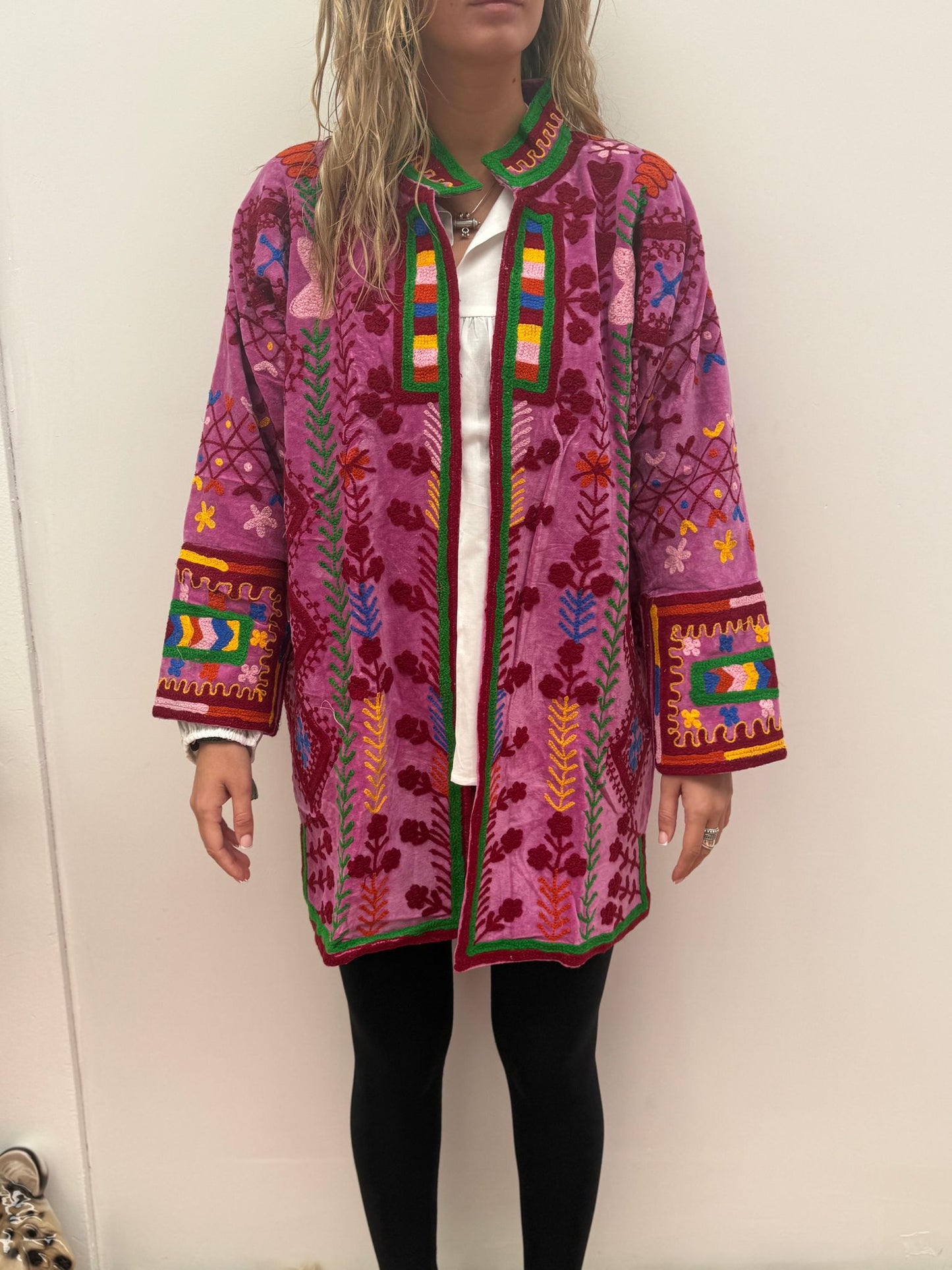 Medium Long  cotton embroidery jas colorful