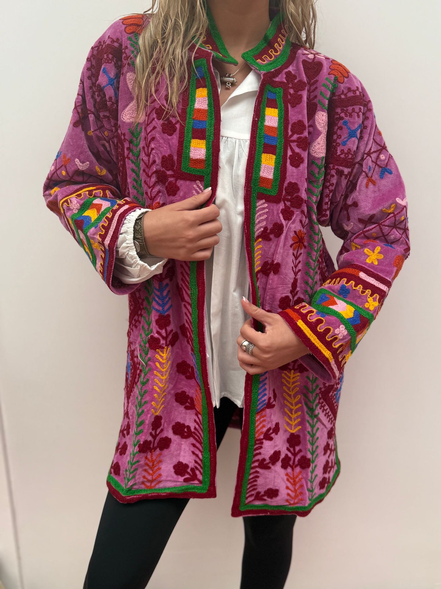 Medium Long  cotton embroidery jas colorful