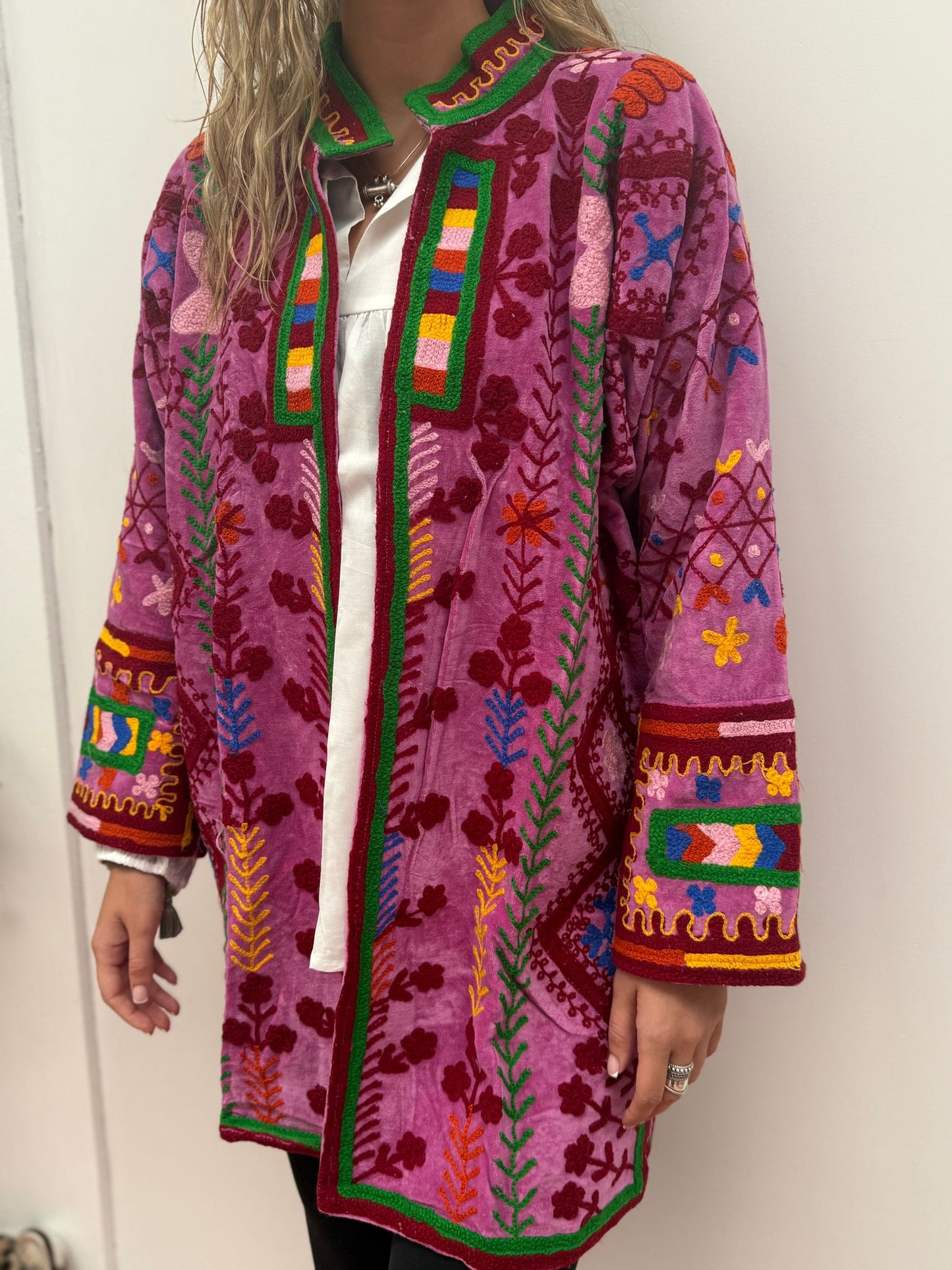 Medium Long  cotton embroidery jas colorful