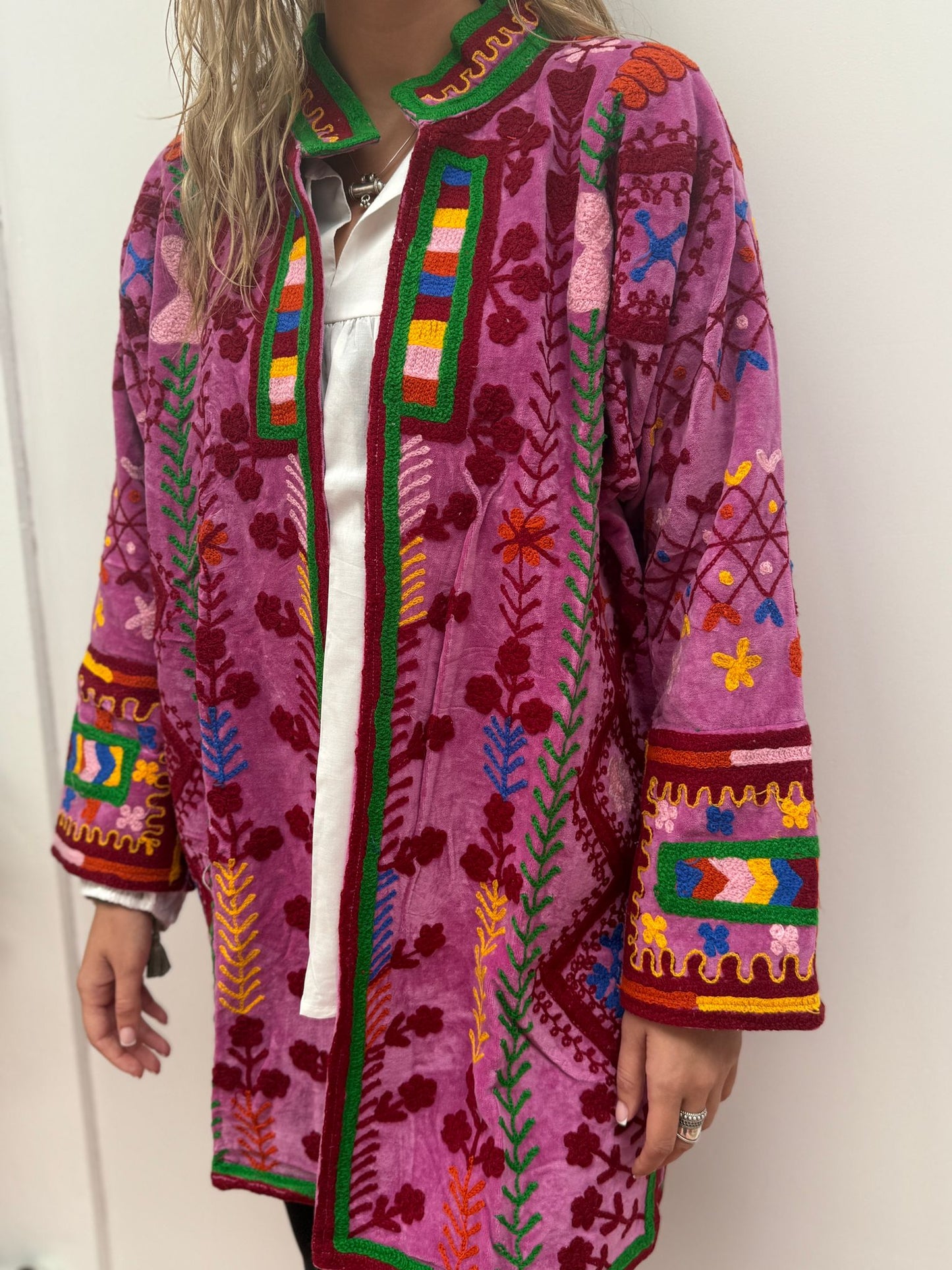 Medium Long  cotton embroidery jas colorful