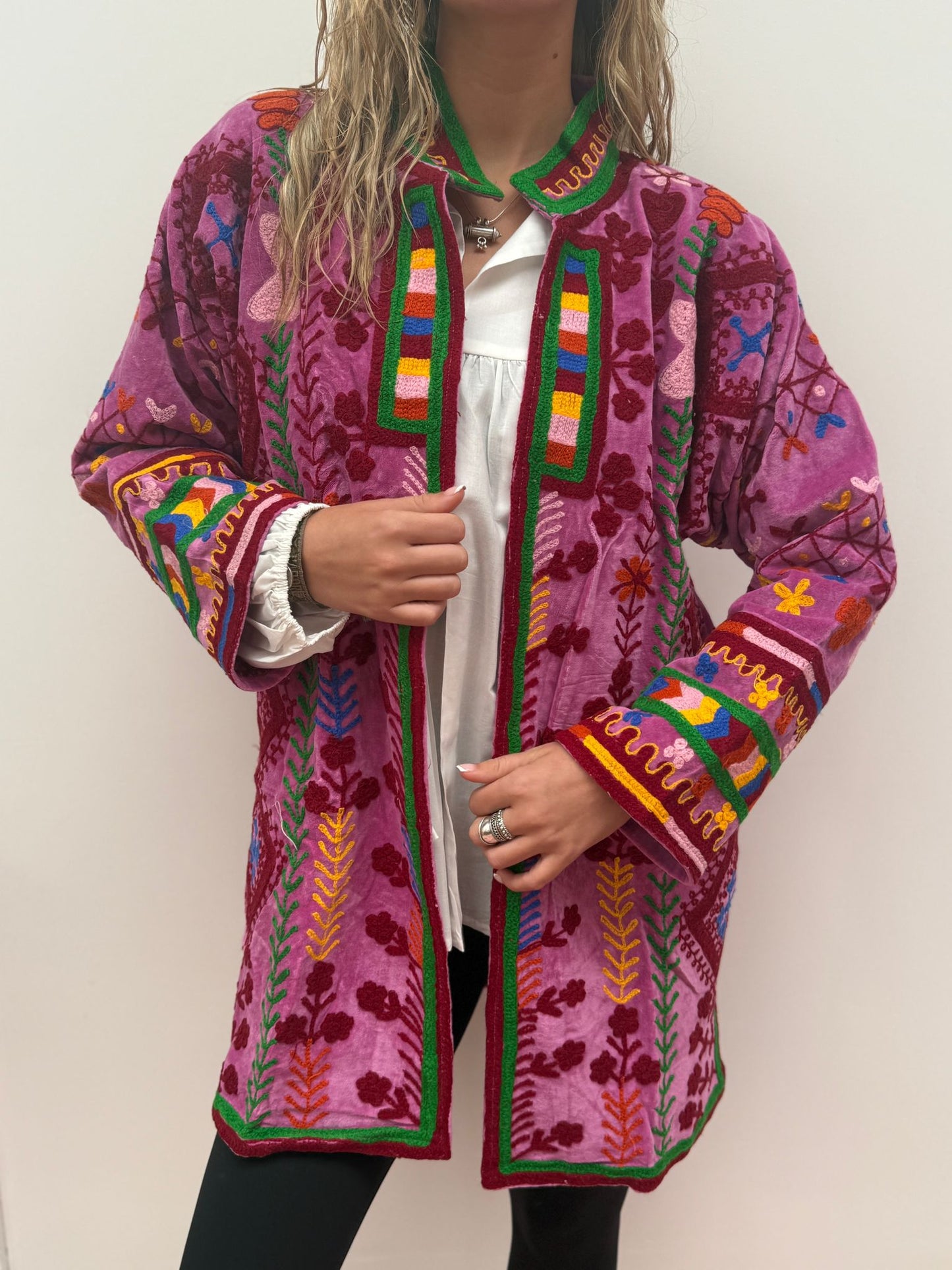 Medium Long  cotton embroidery jas colorful