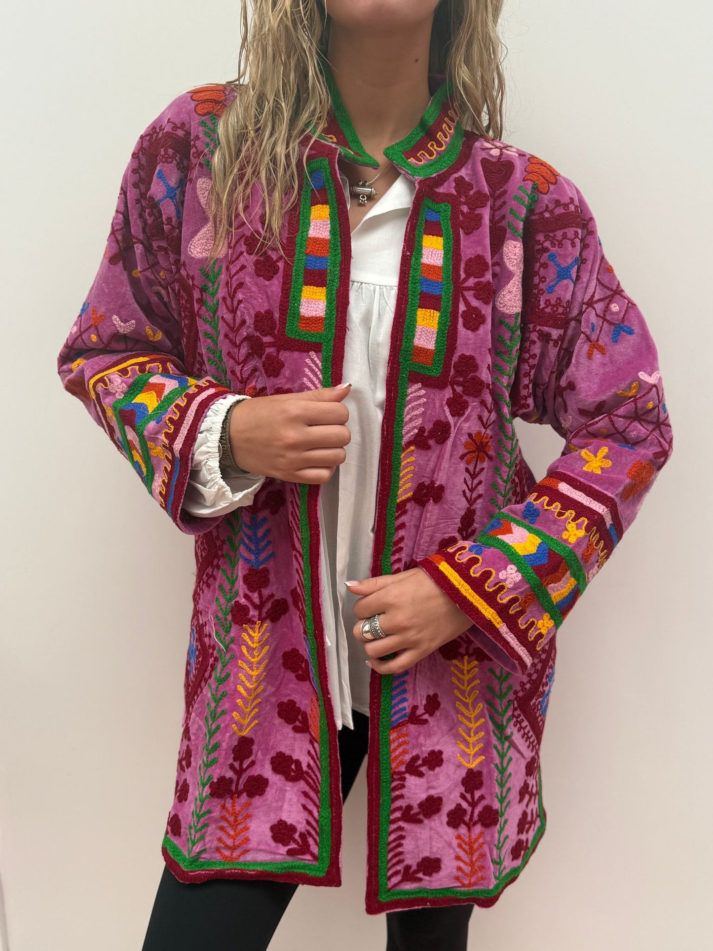 Medium Long  cotton embroidery jas colorful