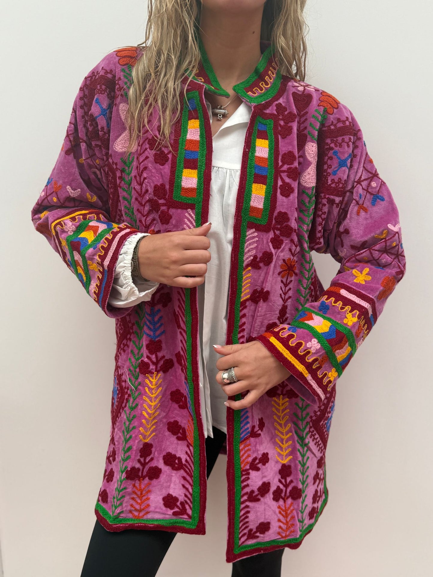 Medium Long  cotton embroidery jas colorful