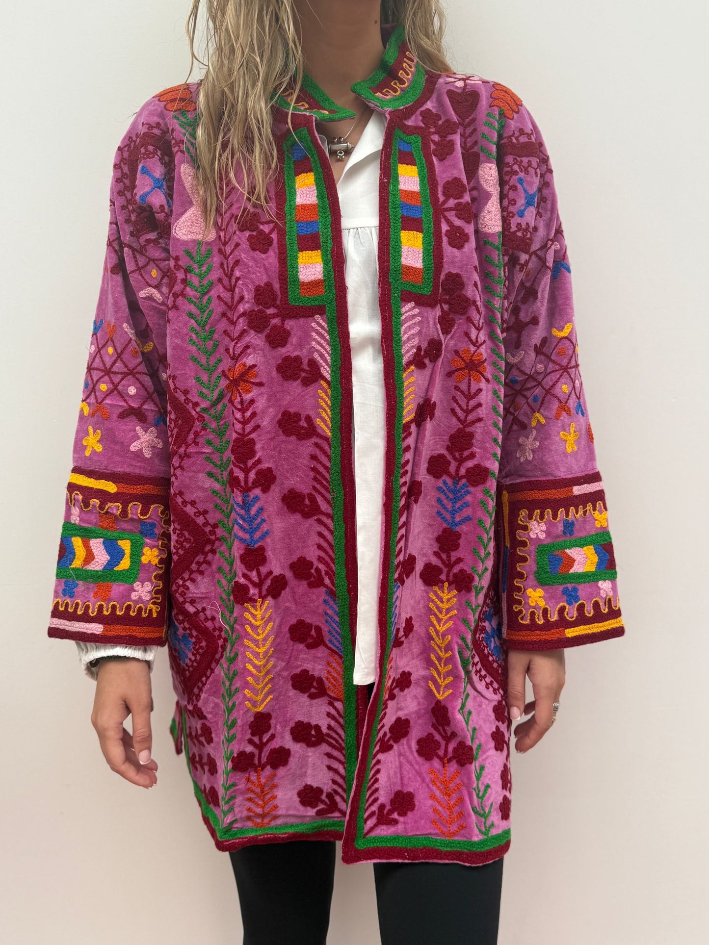 Medium Long  cotton embroidery jas colorful