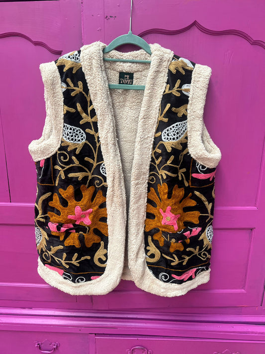 Velvet gilet teddy black