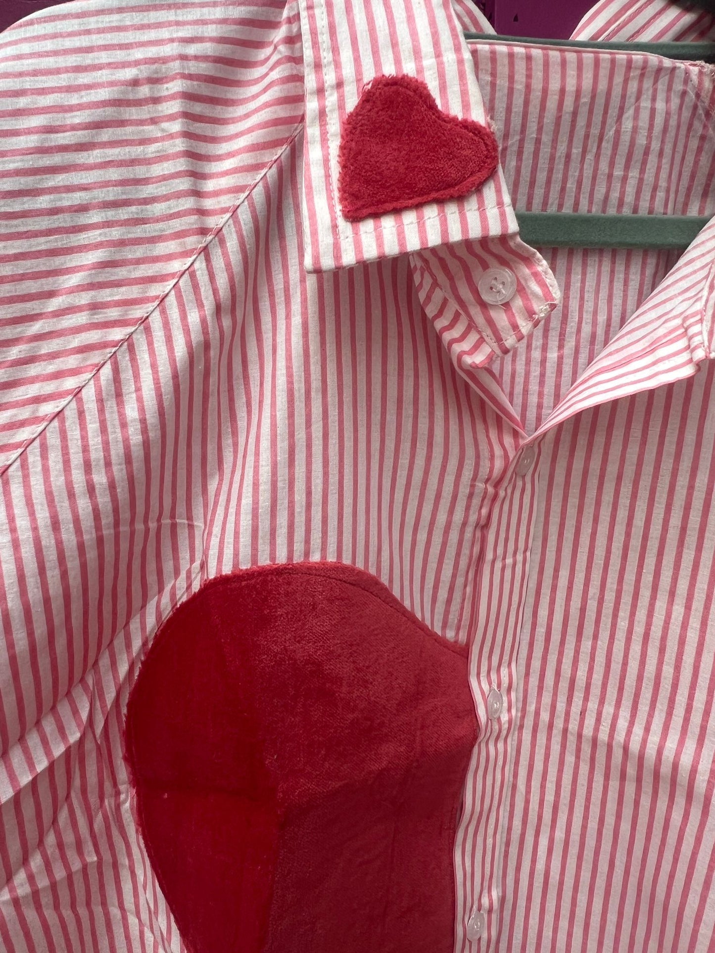 Blouse velvet heart pink