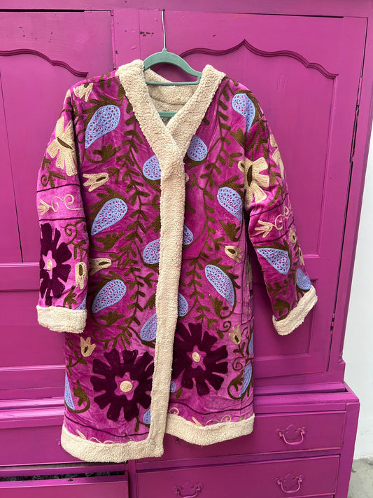 Velvet coat teddy pink purple