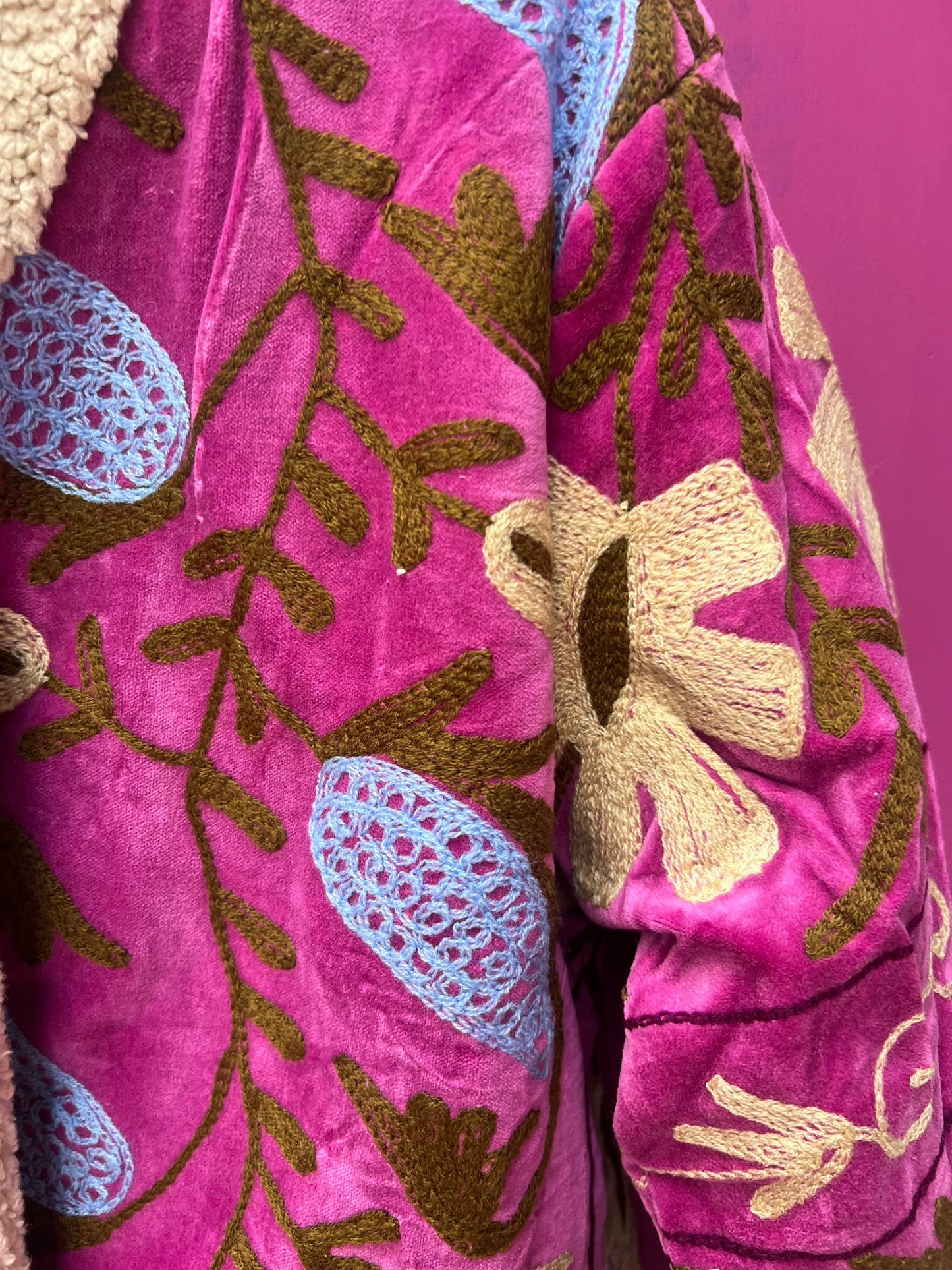 Velvet coat teddy pink purple