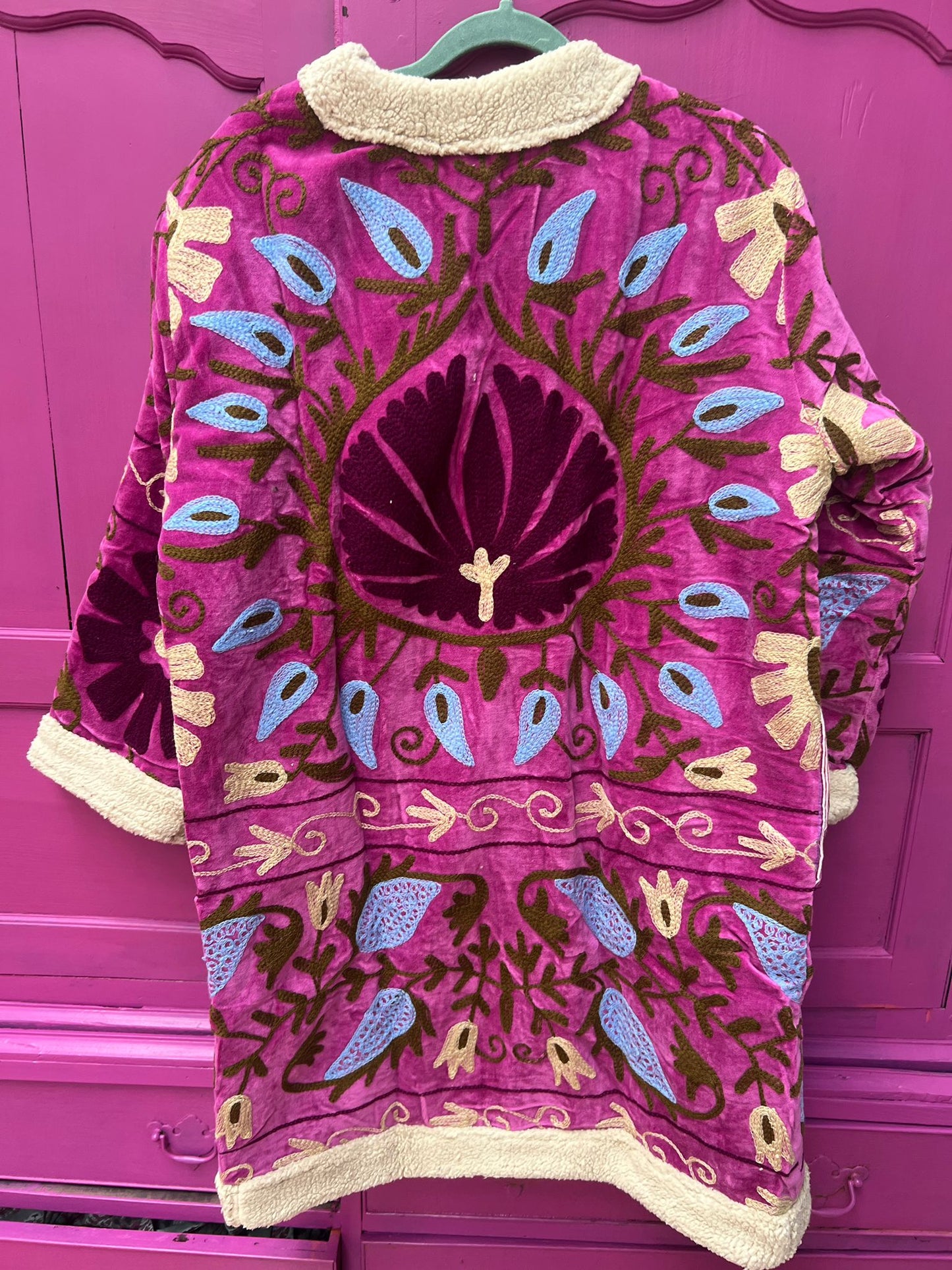 Velvet coat teddy pink purple