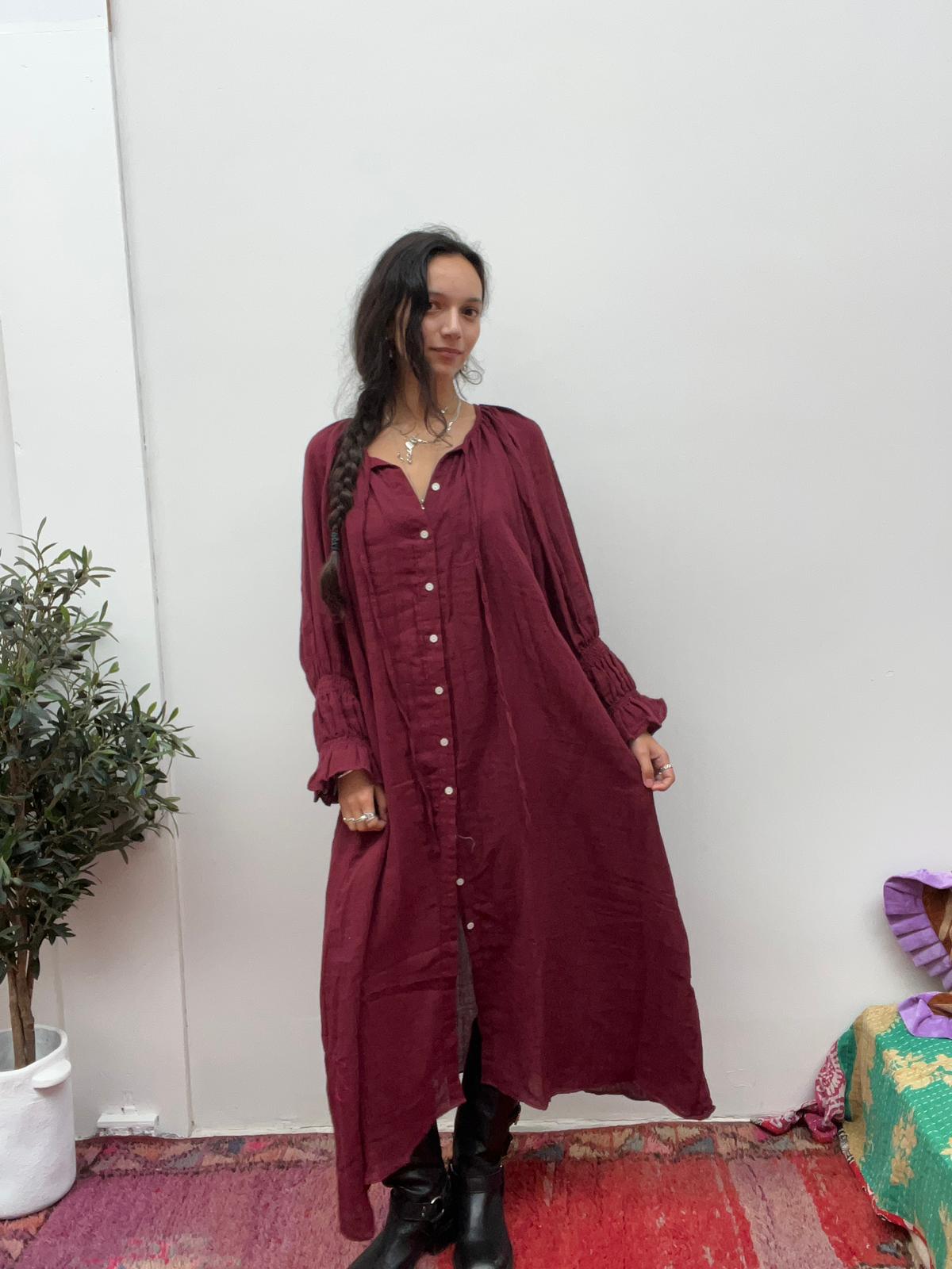 Cotton maxi dress Bordeaux